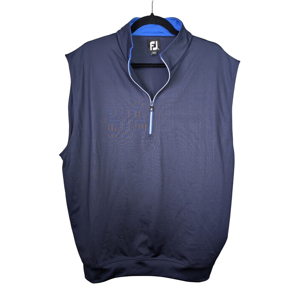 FootJoy Vest Men's Large Navy Blue Quarter Zip Golf Sleeveless Stretch Pullover